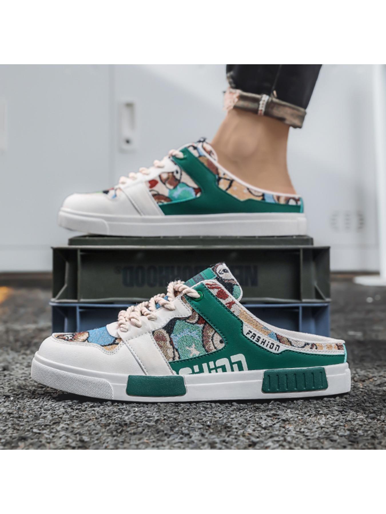 Summer Men's Half Slippers Fashion Large Size Non-Slip Breathable Casual Slippers, Stylish Comfortable Footwear for Daily Wear, Mesh Breathable Slides