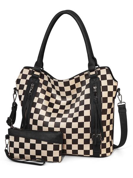 Plaid Retro Handbag Large Capacity Bag Set Fashion Crossbody Commuter Shoulder Bag, Stylish and Versatile Design,Christmas Gift,25 fall&winter