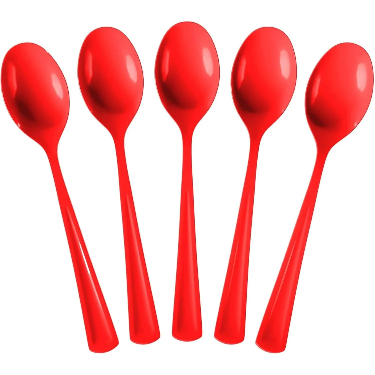 Heavy Duty Red Plastic Spoons 50 Pcs Red Plastic Silverware Cutlery Utensils & Flatware for Everyday Parties & EventsGift