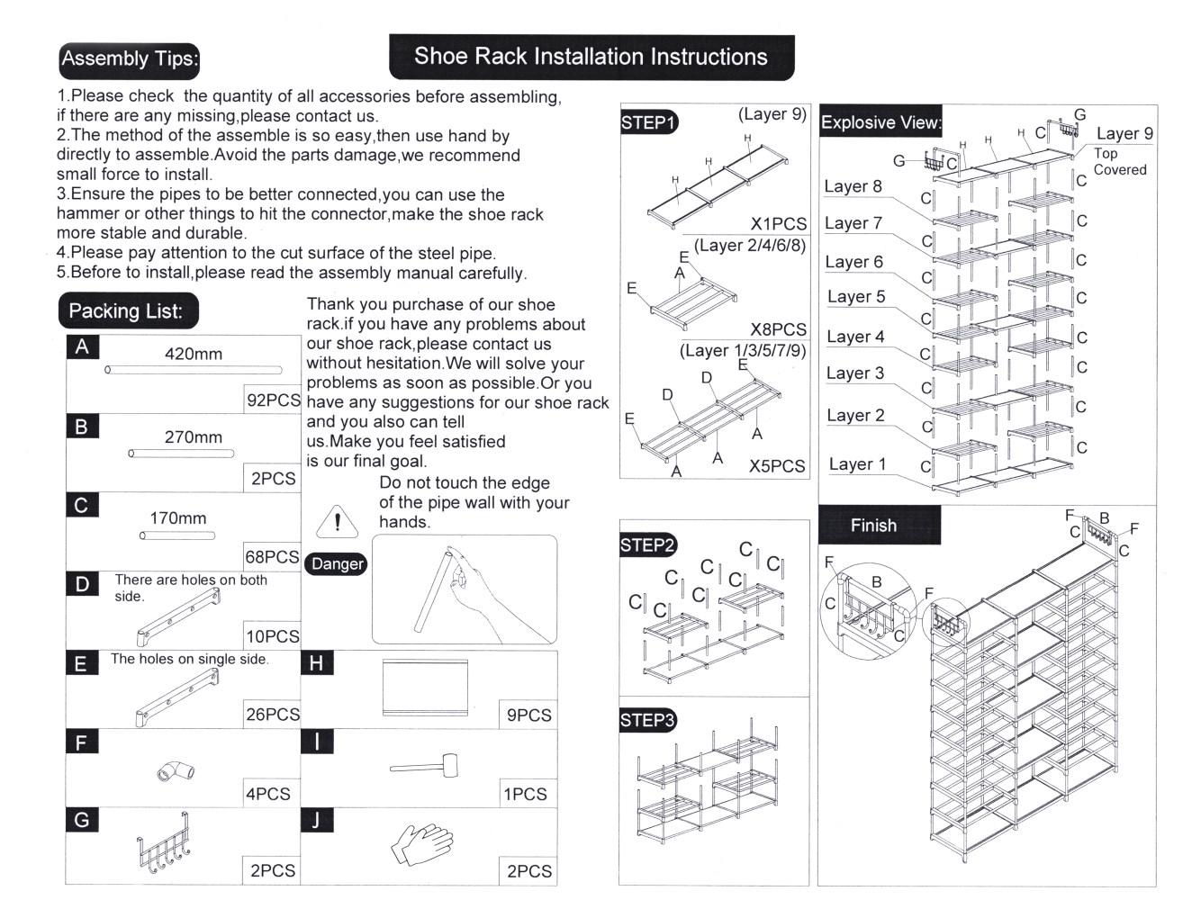MENOLANA 9 Tiers Shoe Rack Organizer,50-55 Pairs, Stackable Metal Shelf with Hooks for Entryway, Shoe Racks for Bedroom Closet,New Year Gifts ,Deals for you days