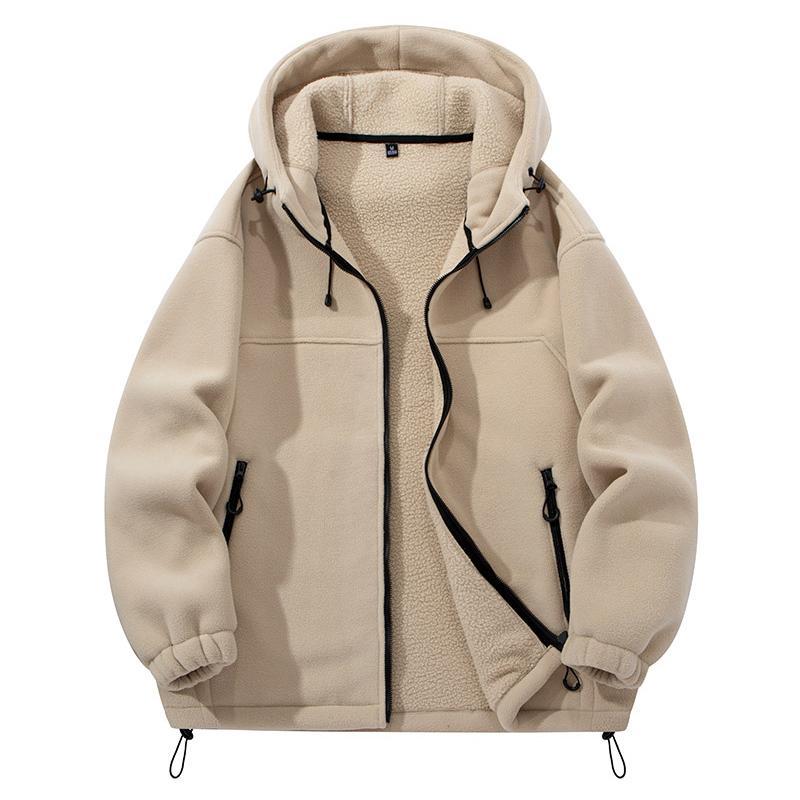 Best-selling men’s fall/winter fleece pullover hoodie jacket—a loose, trendy, comfortable athletic jacket with dropped shoulders and warm lining; a basic fleece pullover that’s versatile for everyday wear, short hikes, going out, and home use.
