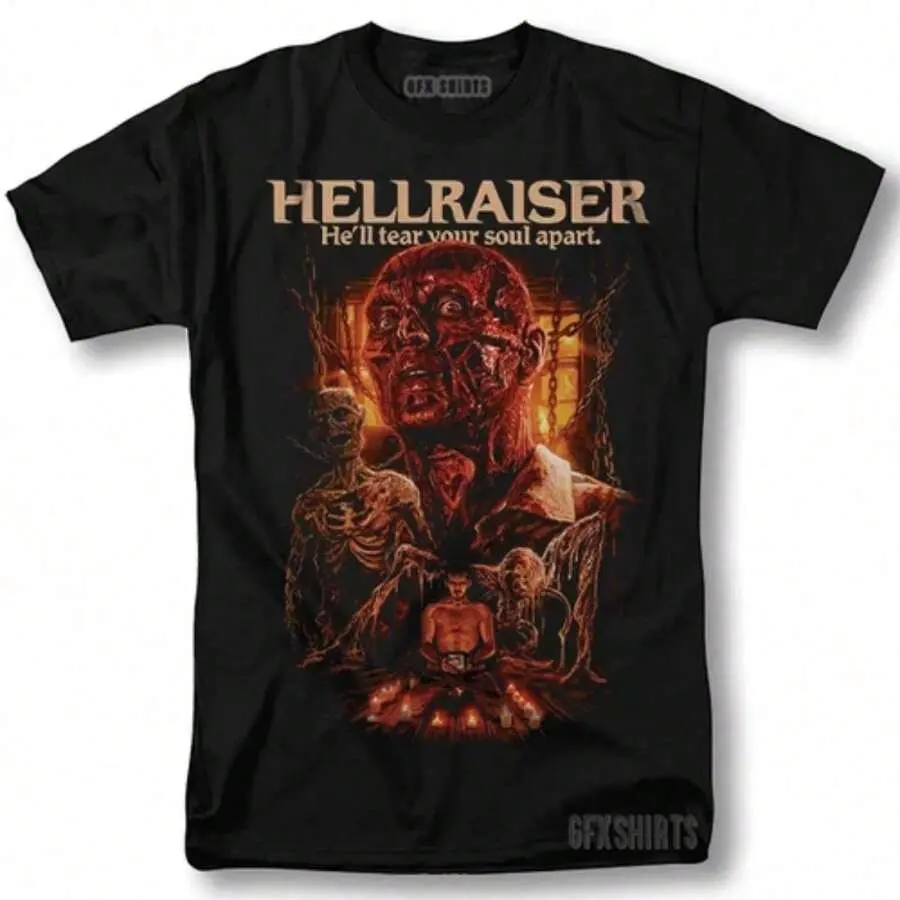 Hellraiser Shirt Pinhead Movie Poster Vintage Graphic Design T-Shirt