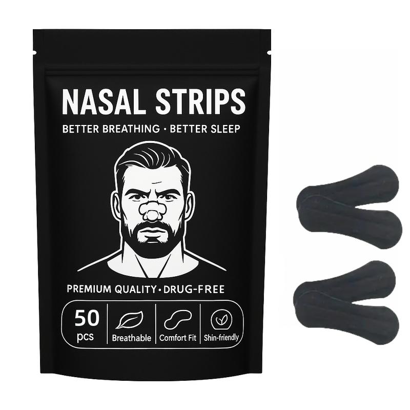 50pcs Nasal Strips for Sports & Sleep, Breathable Hypoallergenic Snore Prevention, Enhanced Wide-Style Adhesive for All Users