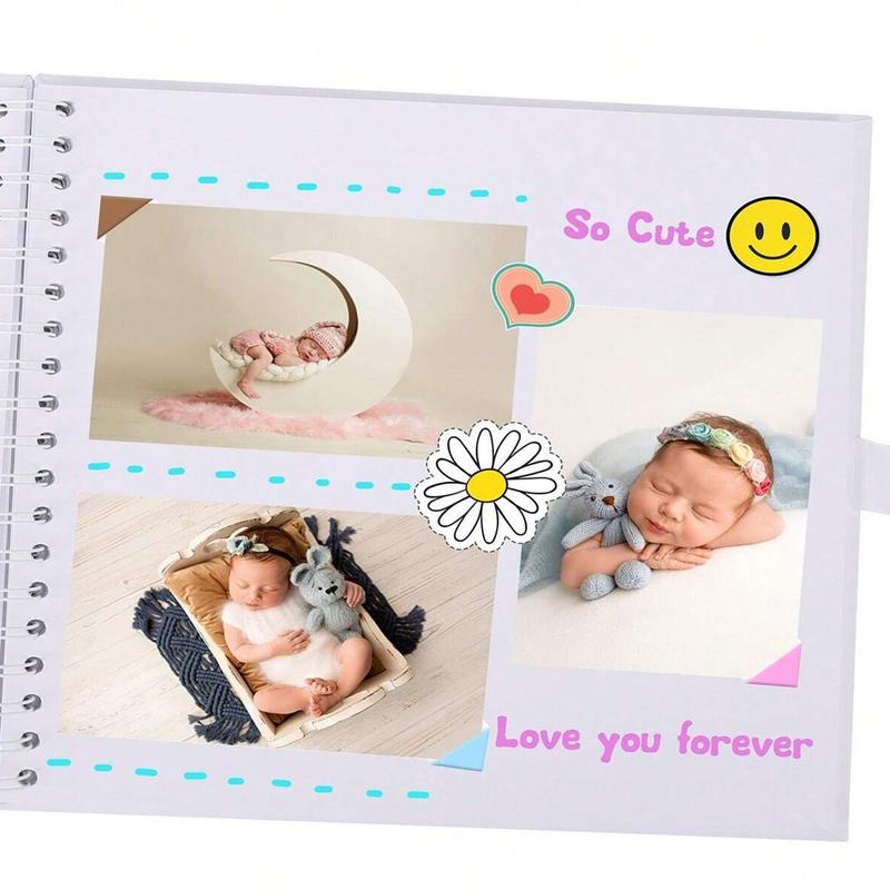 1 book 60 page (30 sheets) scrapbook album, anniversary album, meaningful DIY handmade gift, kraft paper scrapbook album for wedding guests and anniversaries, family DIY scrapbook, craft paper DIY, birthday gift (white), Scrapbook Photo Album