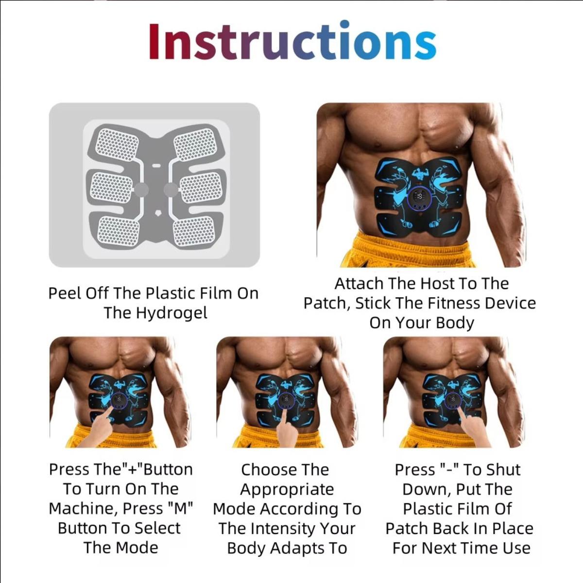 Abs Stimulator, Muscle Stimulator, Abdominal Trainer, Ab Toning Belt, Waist and Hip/arm/leg Combo Trainer, Fitness Equipment for Men and Women