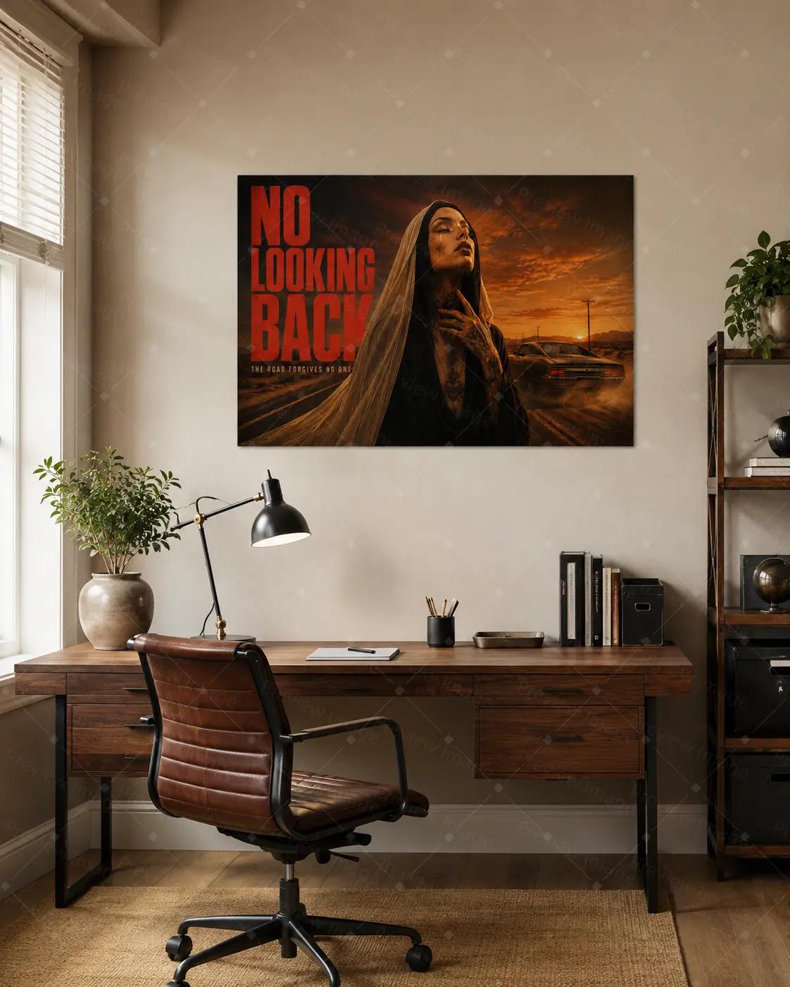 "No Looking Back" Canvas Wall Art, Road Trip Nun & Sunset Desert Print, Modern Aesthetic Living Room Bedroom Office Decor, Statement Poster Gift,wall decor,poster. "No Looking Back" Canvas Wall Art, Road Trip Nun & Sunset Desert Print, Modern Aesthetic Living Room Bedroom Office Decor, Statement Poster Gift,wall decor,poster.