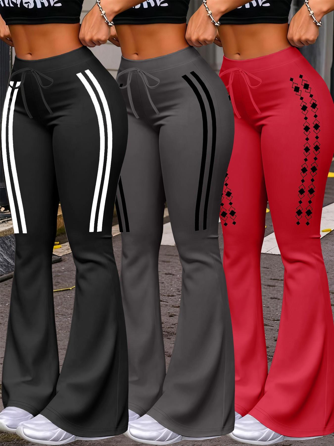 Women's Casual Fashion Long Pants, Unique Print, Fit, Drawstring Waist, Milk Silk Yoga Pants, All-Season Wide Leg Jogger Pants