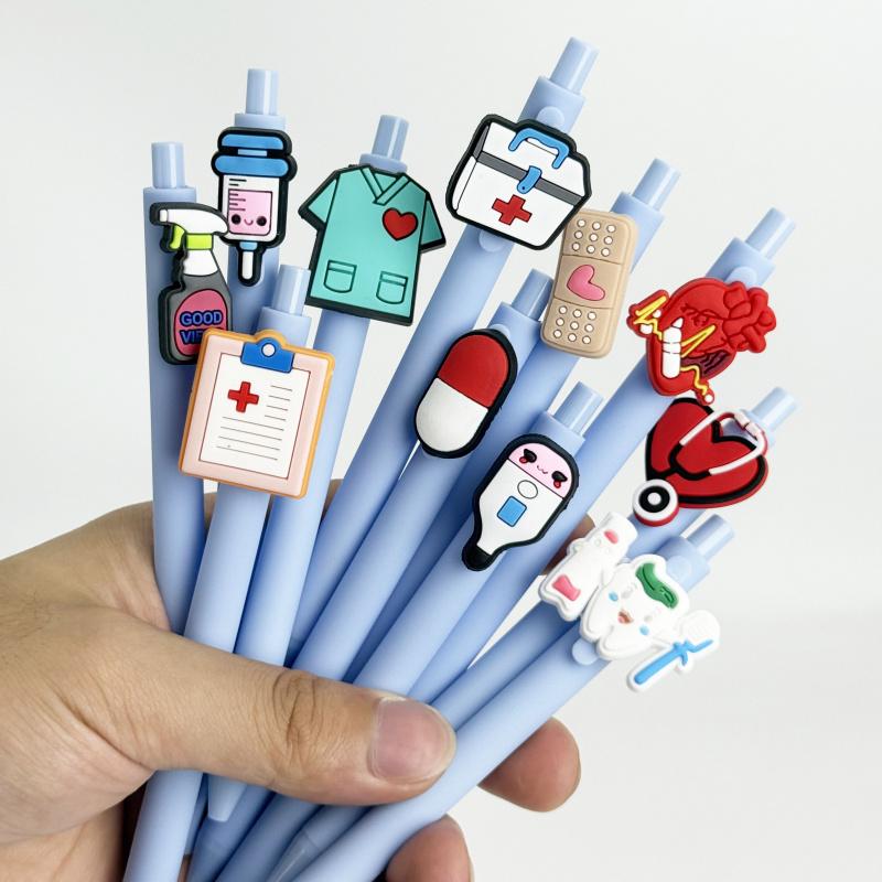 5/15/25pcs Creative Minimalist Medical Healthcare Doctor Adjustable Rollerball Pens Campus Design Back-to-School Season Doctor Series Press-to-Use Ballpoint Pens Random Colors Aesthetic Pens