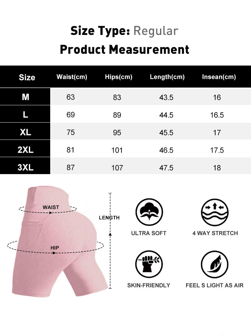 5pcs plus size high-waist pocket yoga shorts, comfortable and breathable, suitable for sports fitness, sports slim style Seamless Yoga Running Shorts for Women -  Active Lifestyle, Moisture-Wicking Comfort  Exercise shorts women Workout