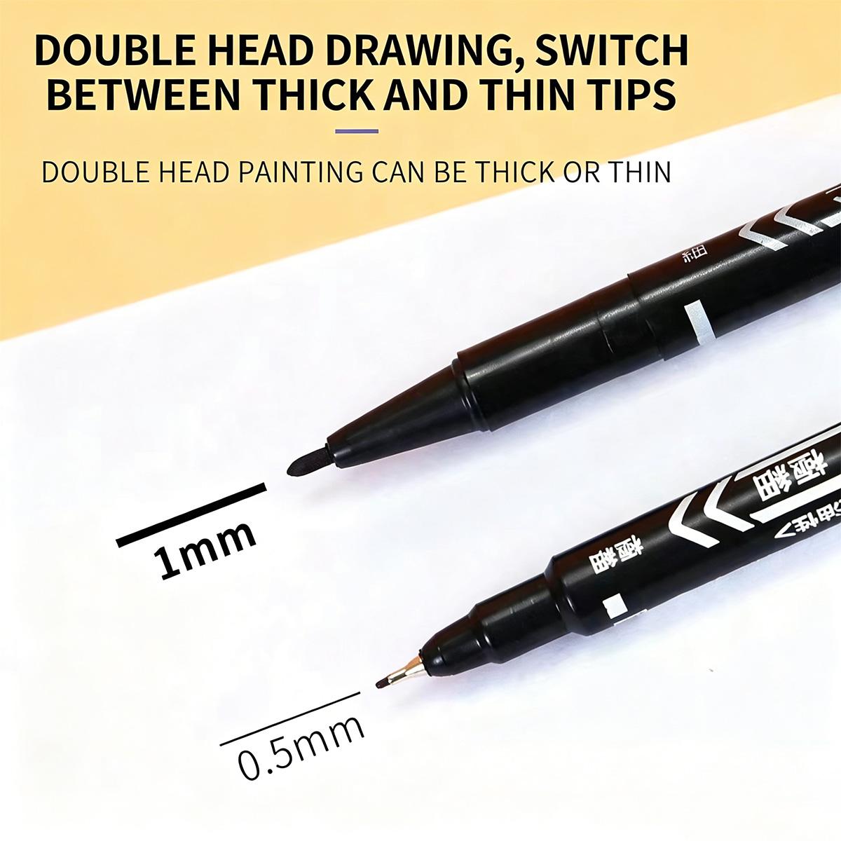 10 pcs double-ended markers, multi-color sketch pens, black, red, blue, smooth writing, quick-drying and smudge-proof markers, waterproof and fade-resistant lining, suitable for drawing and writing, office supplies, school supplies, ideal holiday gifts