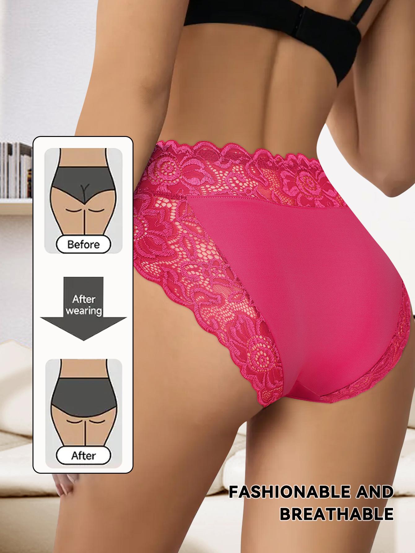 QUASTI 10 Piece Women's Mid Waist Lace Patchwork Sexy Seamless Underwear, High Elasticity Hip Lifting Breathable Soft Panties, Mixed Color Soft Basic Fit Fashion Underwear, S-XXL