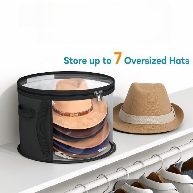 Hat Storage Bucket Hat Organizer Beach Hat Bag Stackable Round Brim Hat Storage Pouch, Ideal for Organizing Hats and Caps