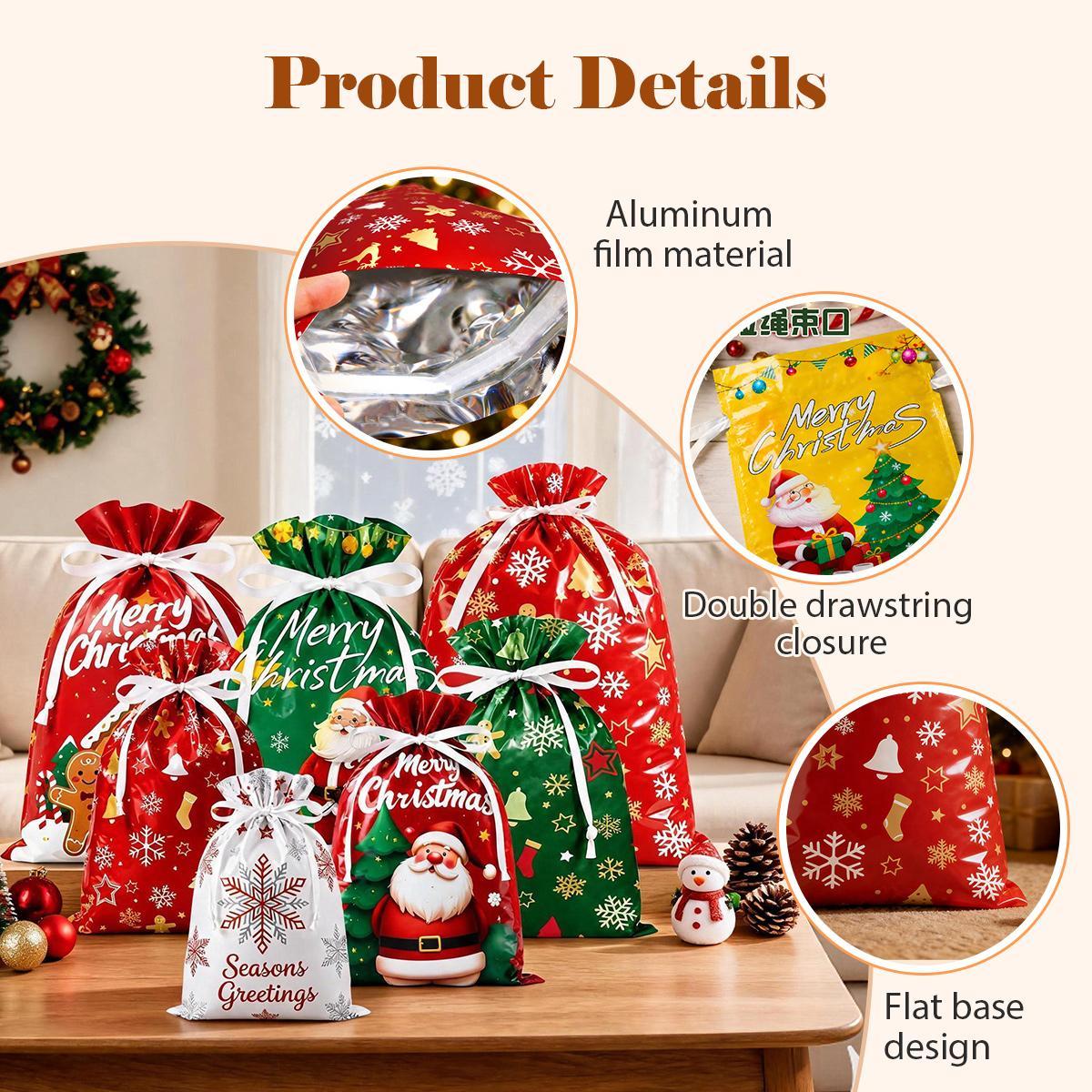 2026 25PCS Christmas Gift Bags Set with Gift Tags, Luxury Foil Xmas Treat Bags, Holiday Party Favor Bags for Candy, Cookies, Small Gifts & Christmas Decorations