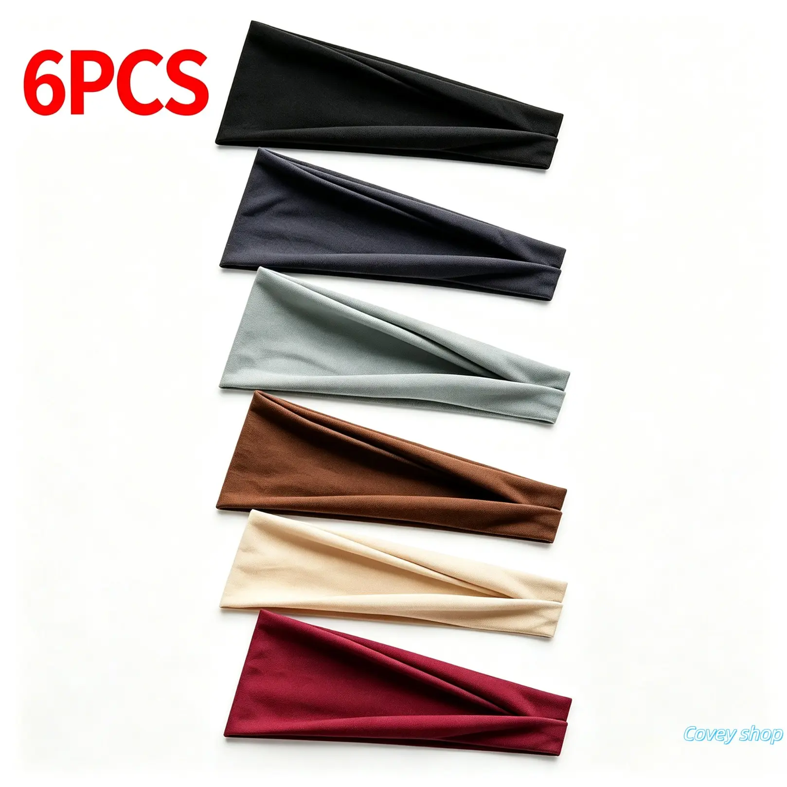 6Pcs Solid Color Elastic Sports Headband, Sweat‑Absorbing Sweat Wicking Hair Band For Men And Women, Soft Stretchy Accessory For Running, Fitness, Gym Workout Daily Activity