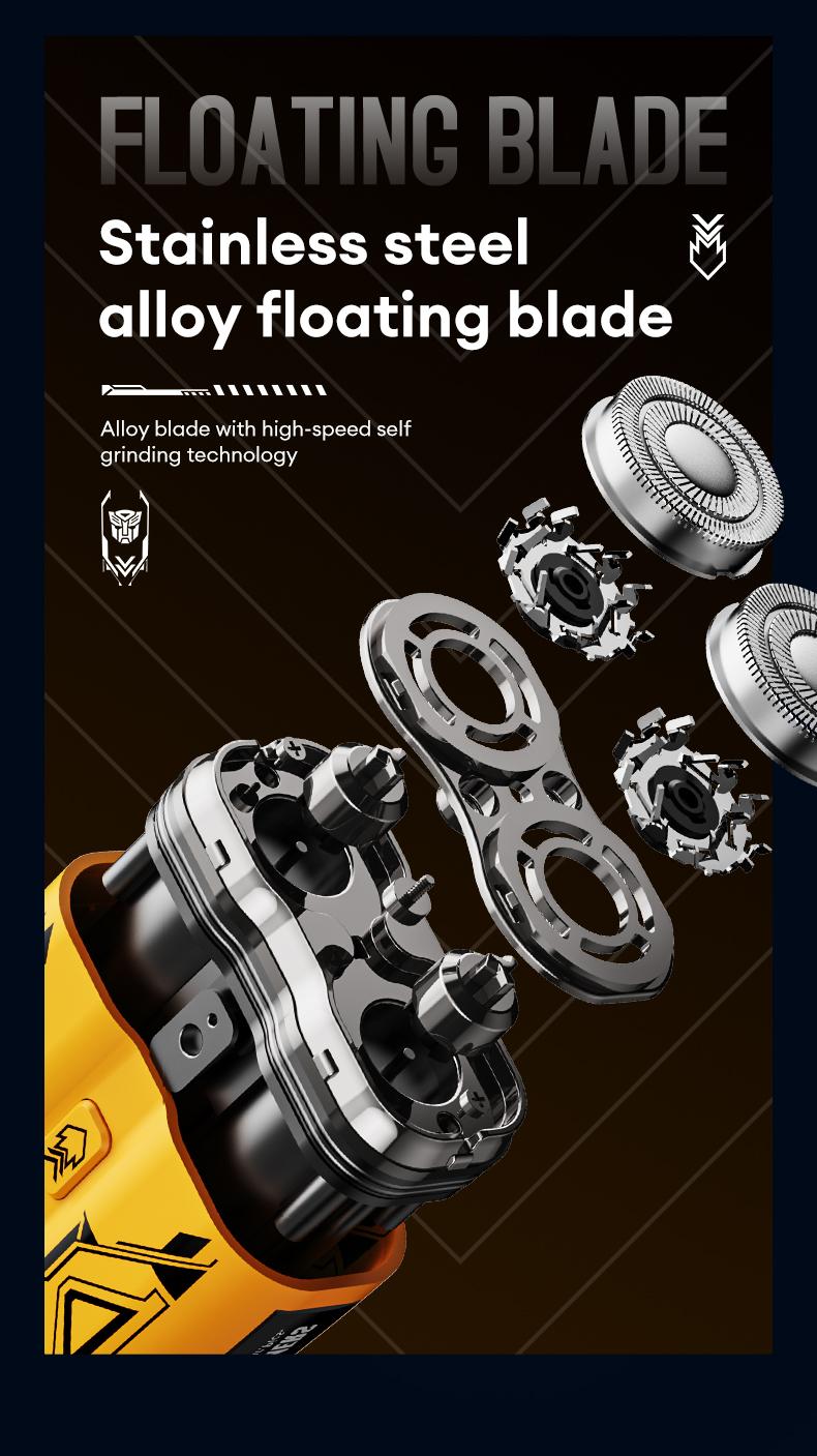 TRANSFORMERS Mini Shaver, 360° Floating Head, Dual-Arc Blade Net, Portable & Waterproof, Ultra-Long Battery Life, Best Gift