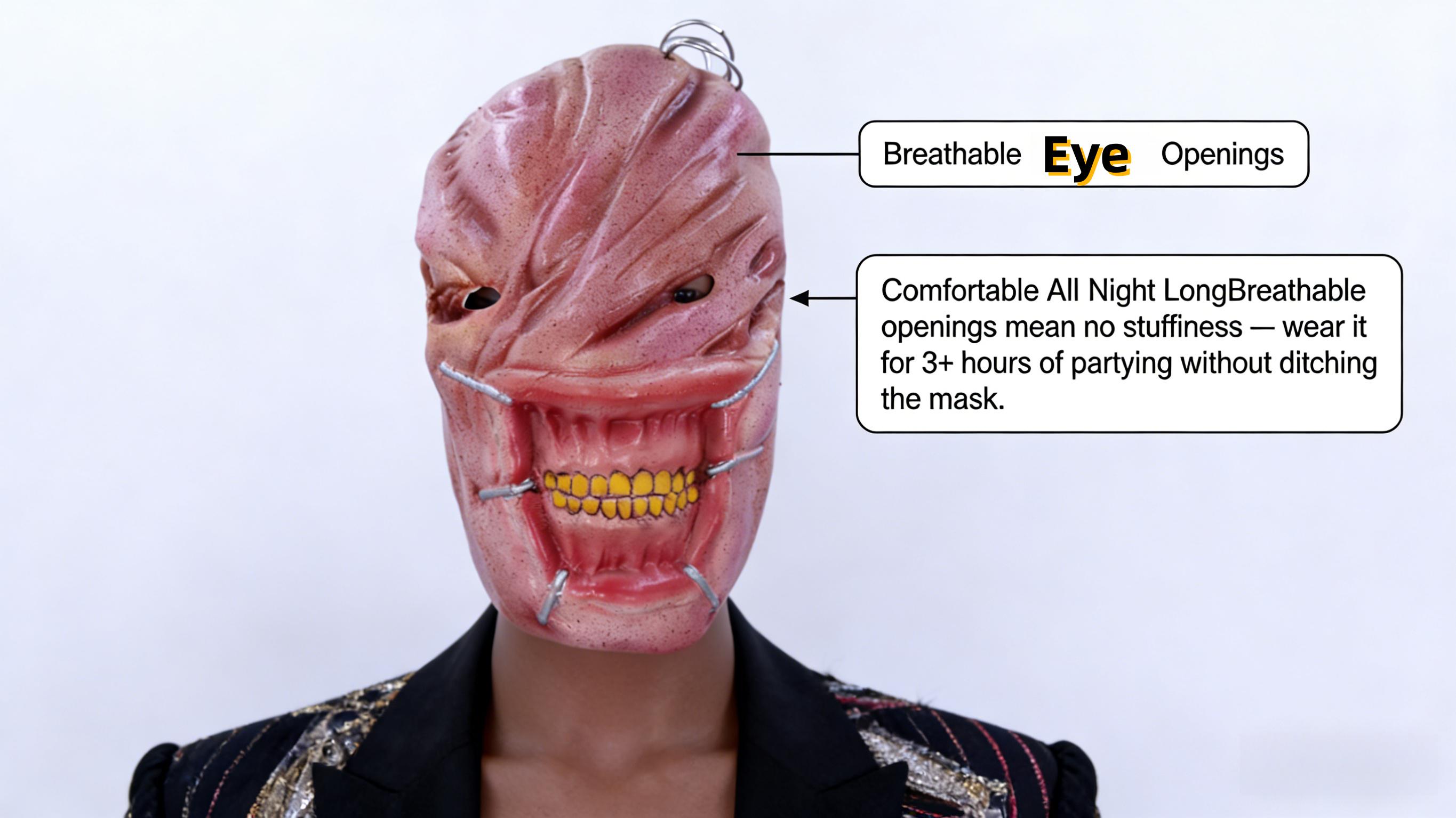 Scary Halloween Mask, Creepy Horror Latex Face Mask for Halloween Masquerade Cosplay Costumes