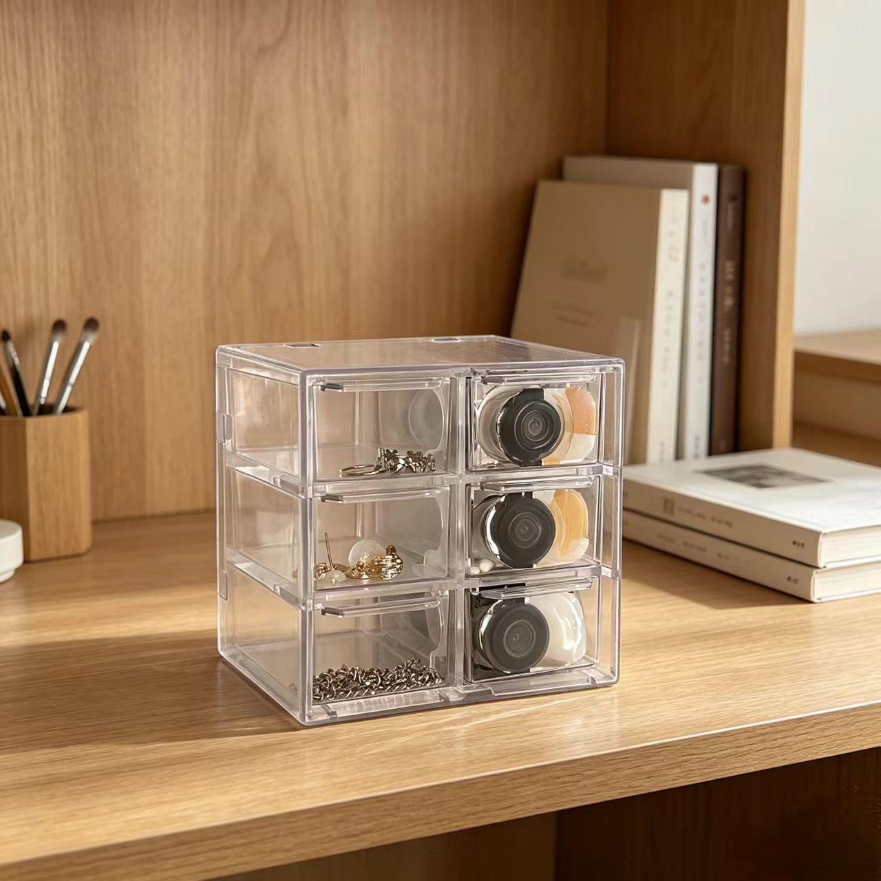 Large Capacity Desktop Organizer Box, Drawer Design, Ideal for Home Office, Living Room, Bedroom, Multi-Functional Storage for Jewelry, Stationery, Small Items
