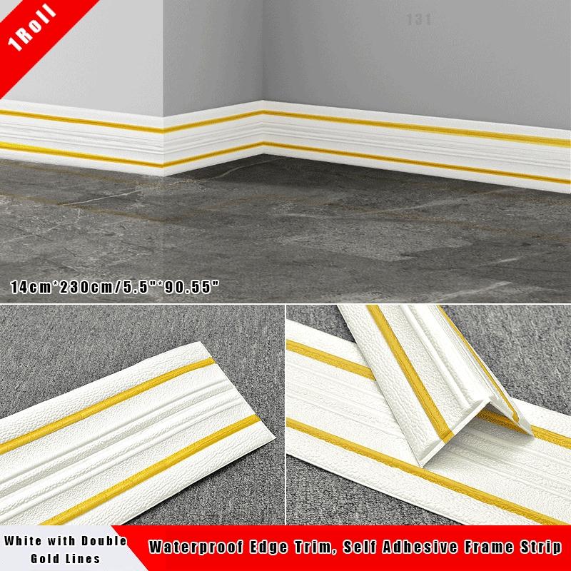 Flexible Thick Foam Peel & Stick Trim, Self Adhesive PVC Wall Border & Ceiling Molding, Removable Skirting Board Edge Strip for Window, Tile Splash Guard, Mirror Edge Home Decor