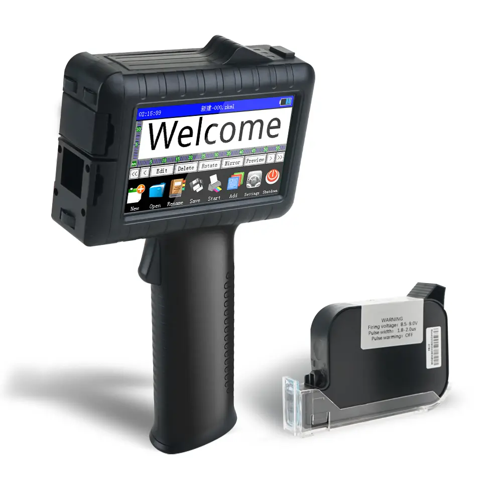 Handheld Inkjet Printer with 42ml Quick-Drying Ink Cartridge, Portable Date Coding Machine for Packaging Boxes Bottles Cables