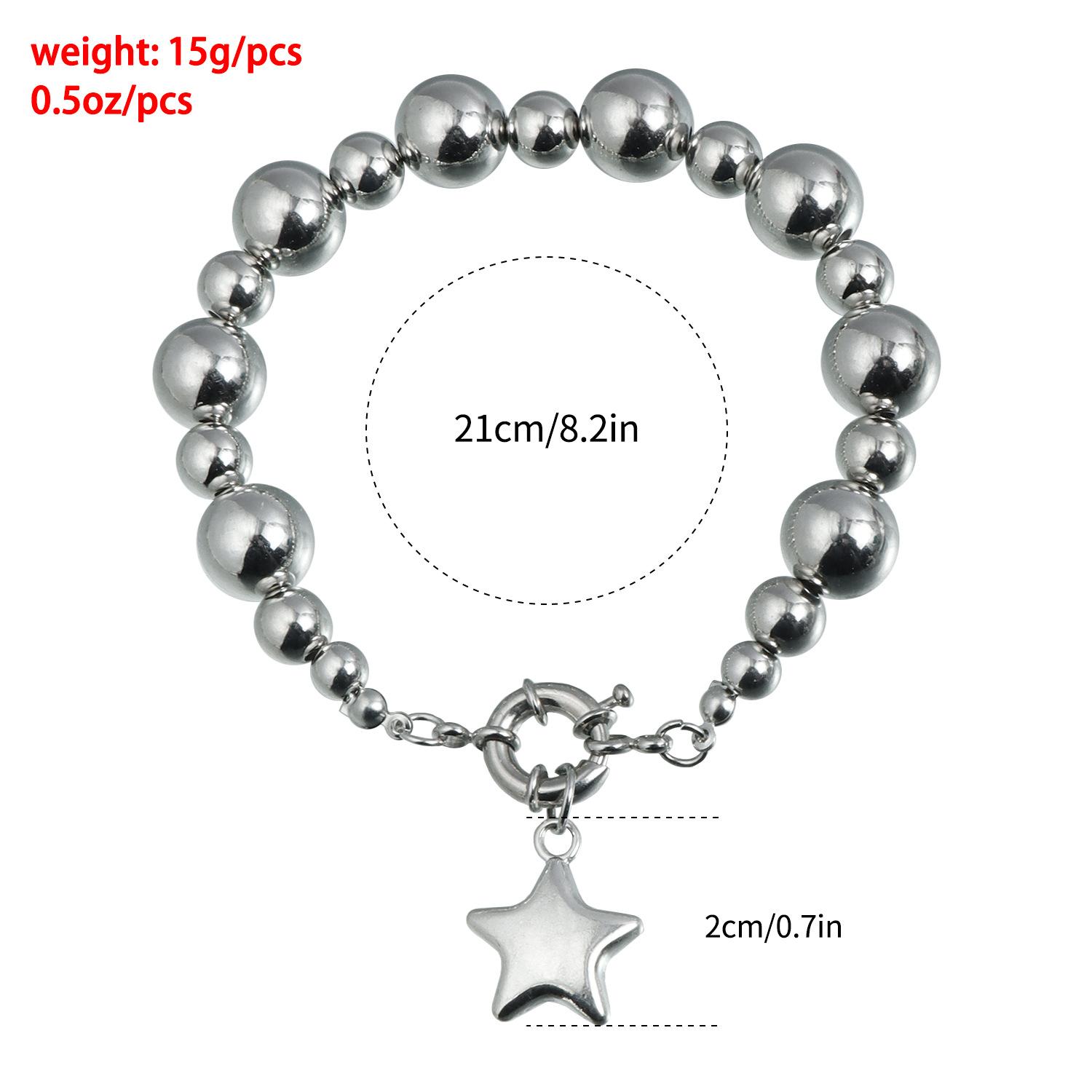 Pentagram Star Pendant Necklace & Bracelet Set |   Metal Texture |   Detachable Layered Jewelry for Women