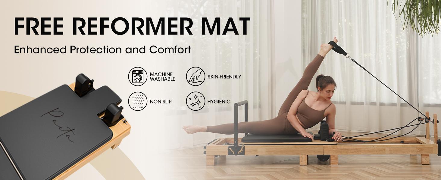 [2 packages shipping] PAETA Wooden Foldable Pilates Reformer Machine with Springs, Home & Studio Pilates Equipment with Sitting Box, Jump Board & Accessories