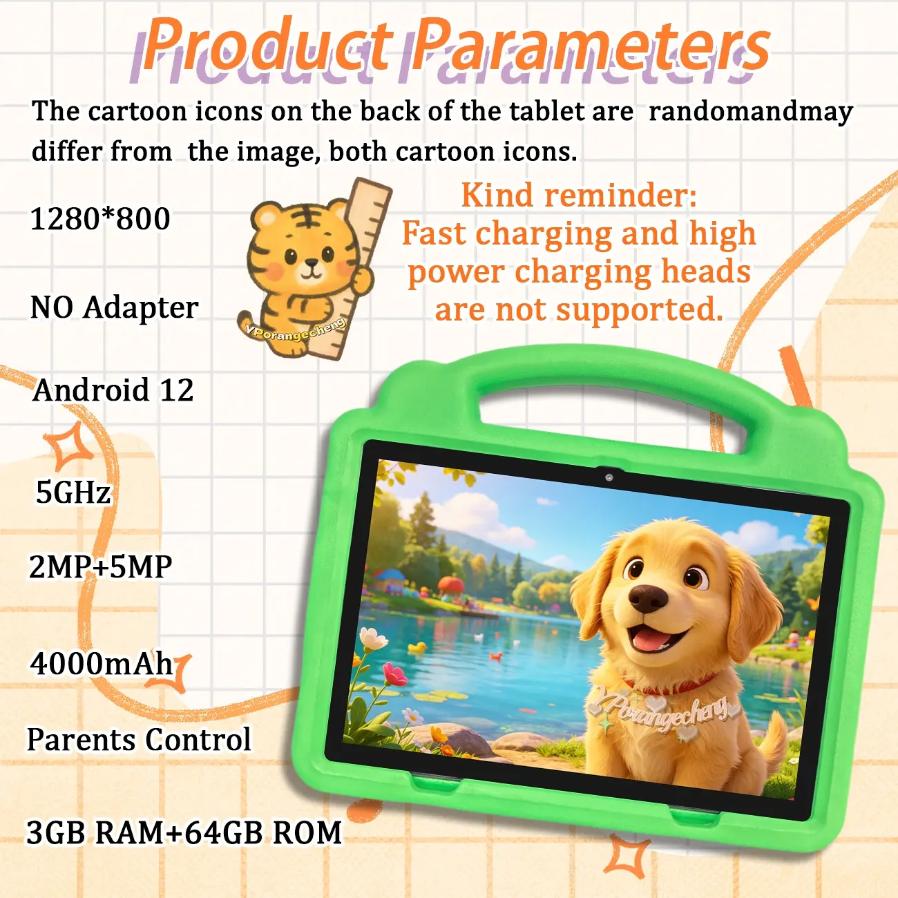 SummerFind 10.1 Inch Android Kids Educational Tablet, Childrens Tablet, 5G WiFi, HD screen with smart parental control, works with professional learning resources, comes with full EVA shockproof case, pink, perfect birthday Christmas gift for children