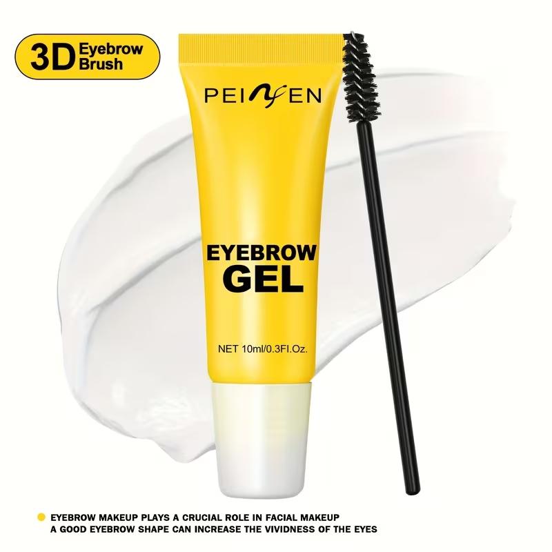 Brow gel with brush, 3D clear colorless setting eyebrow mascara, 12-hour long-lasting, waterproof and sweatproof, strong-hold shaping gel, Brow Lamination Gel, suitable for all eyebrow types, creates a bold eyebrow look,