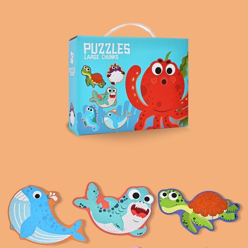 Creative Large Piece Puzzle for Kids, 6 Themes Available, Enhances Fine Motor Skills, Parent-Child Interactive Game, Portable Gift Box