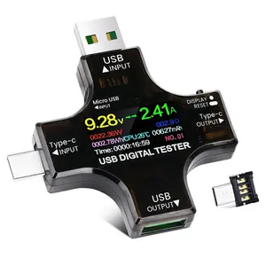 2-in-1 Electronic USB Type-C Tester, Color LCD Digital Multimeter with USB Cable Charging Indicator