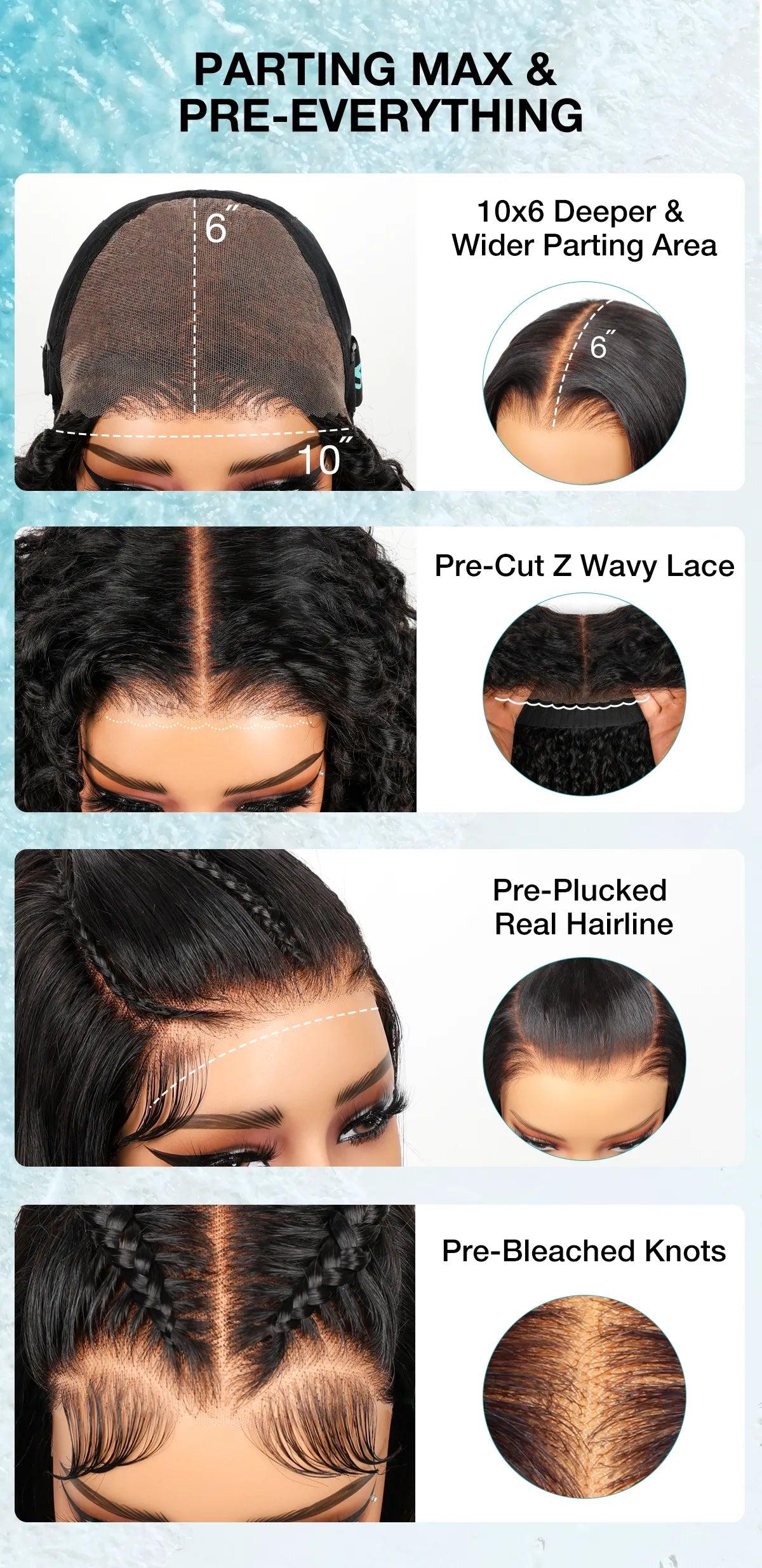 Ashimary 10x6 Parting Max HD Lace Glueless 180% Density Single Grid Single Strand Wig Straight Wear & Go Wigs