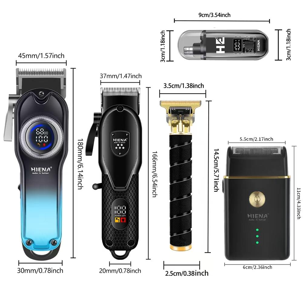 5-piece men's professional hair clipper suit, professional men's haircut suit, long hair trimmer, Cordless hair clipper, wireless USB charging hair clipper, the ideal choice to meet your nursing needs.