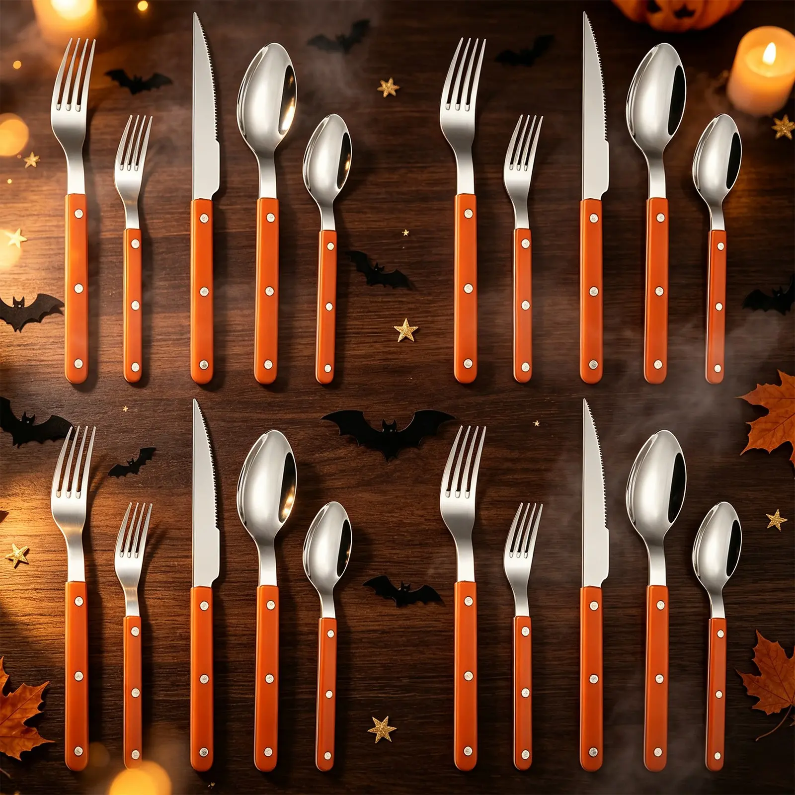 20-Piece Handle Cutlery Set, 304 Stainless Steel, Perfect for Halloween, Christmas, Parties, Gifts, Housewarming