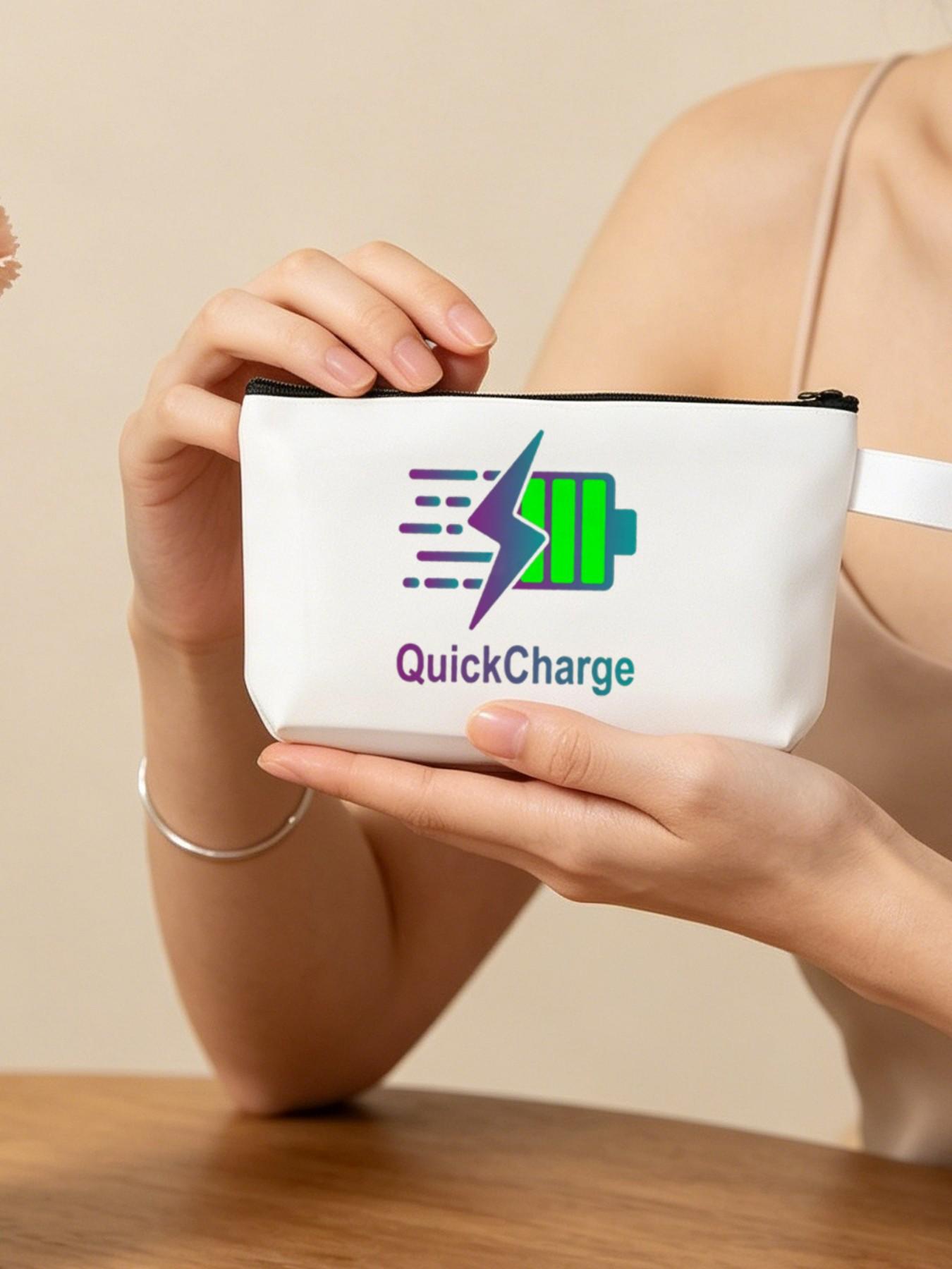 Quickcharge Makeup Organizer Bag, Trendy Fast Charge Design, Durable Canvas Material, Holds Cosmetics and Brushes, Stylish Storage Solution