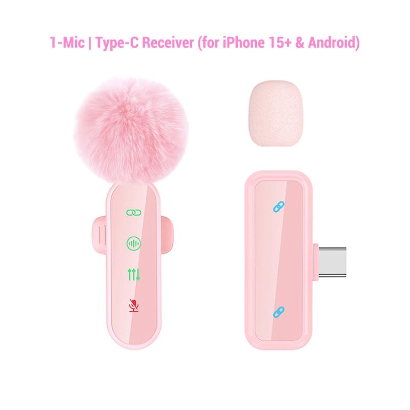 Professional Wireless Lavalier Microphone for iPhone, Android -, Mini Microphone with Status Display, Rechargeable Lapel Mic, Crystal Clear Sound Quality for Recording, Live Streaming, Vlog, TikTok