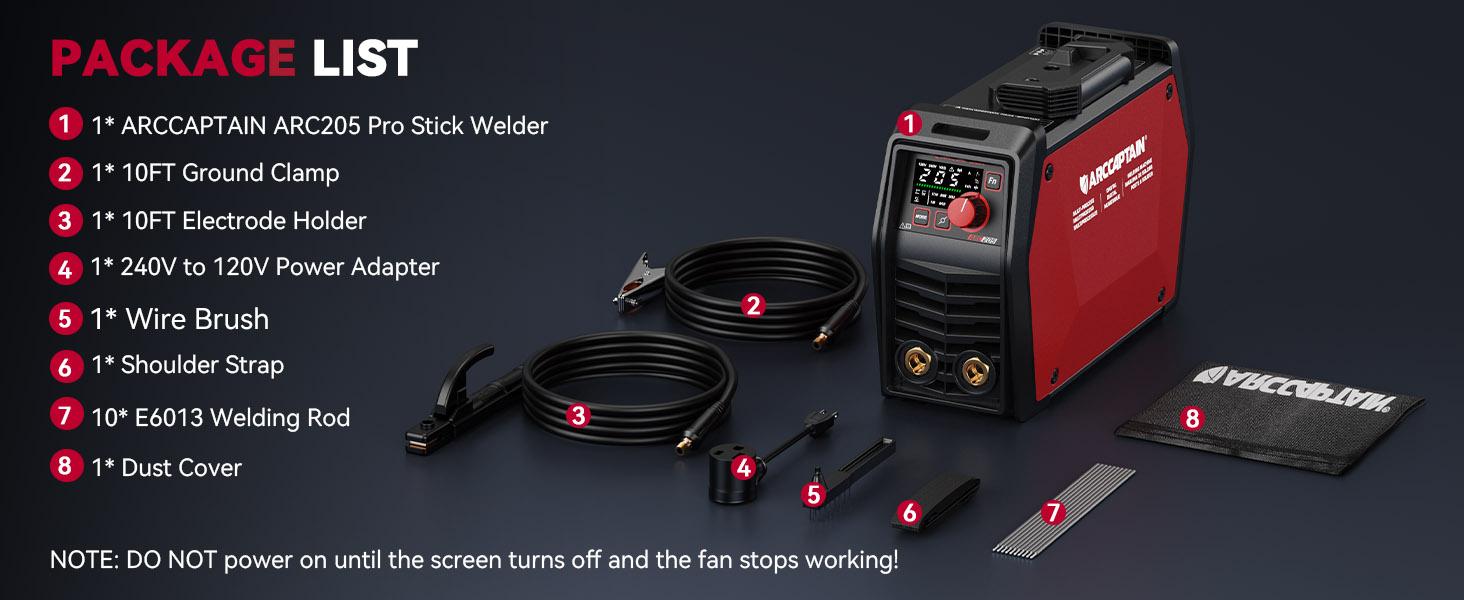 ARCCAPTAIN iControl ARC205 Pro Stick Welder, [APP Control] 205Amp ARC/Lift TIG Welding Machine, Large LED Display, IGBT Inverter 110V/220V MMA Welder with Hot Start, Arc force, and Anti-Stick Dual Voltage TIGStickArc Welder