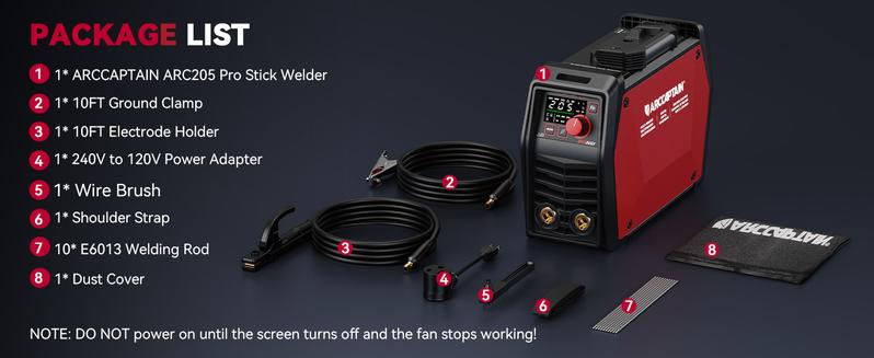 ARCCAPTAIN iControl ARC205 Pro Stick Welder, [APP Control] 205Amp ARC/Lift TIG Welding Machine, Large LED Display, IGBT Inverter 110V/220V MMA Welder with Hot Start, Arc force, and Anti-Stick Dual Voltage TIGStickArc Welder