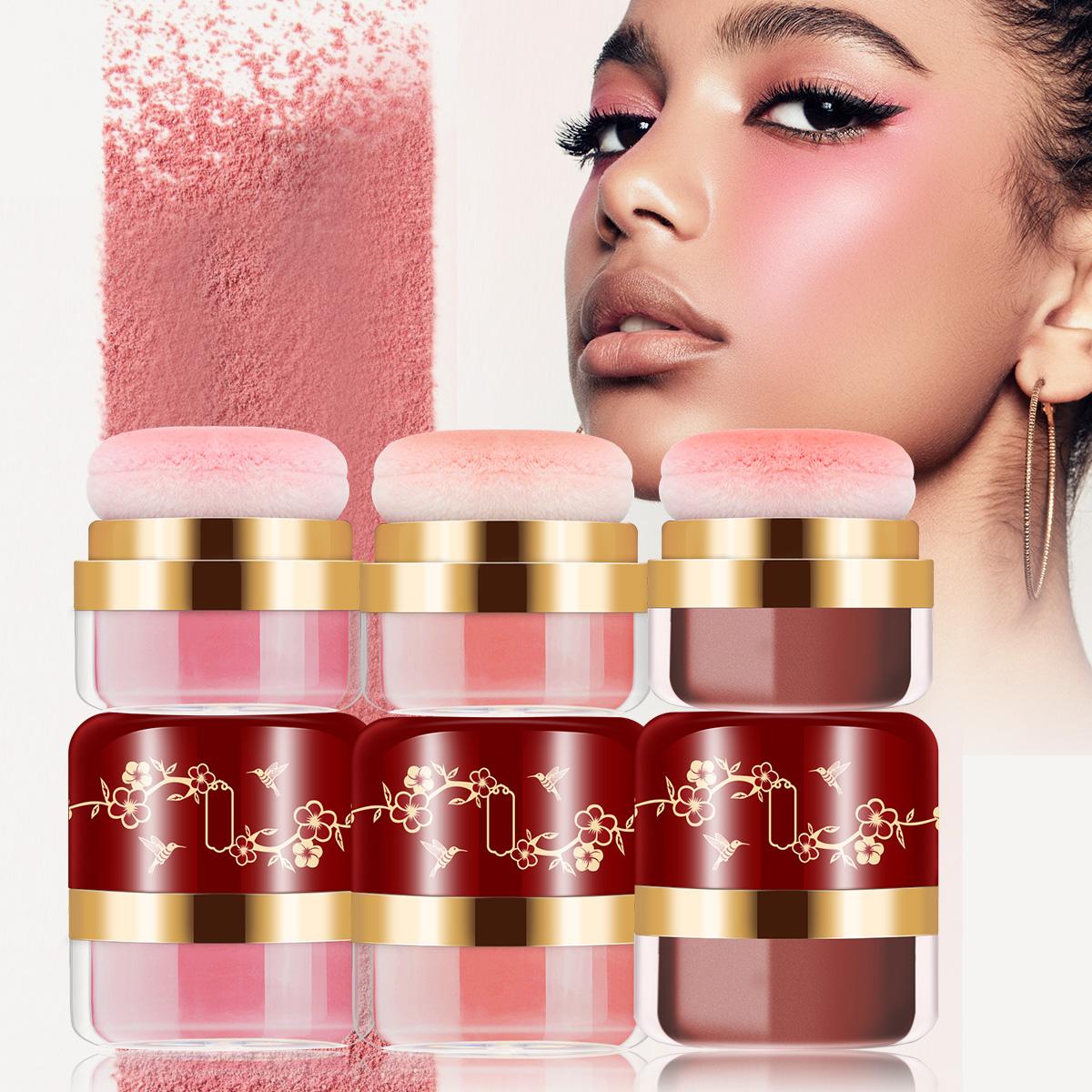 ROSE Three-Color Blush, Including Coral Red, Peach Pink, Frostbitten Red, Turns You Into a Vitality Girl, Suitable For Daily Makeup, Fully Shows Feminine Softness, Holiday Gift, Halloween Gift, Christmas Gift, For Mom And Girlfriend, Compact And Exquisite