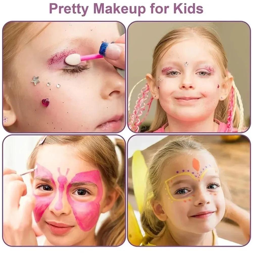 Kids Makeup Kit for Girls, Washable Real Makeup Set with Cosmetic Case, Pretend Play Beauty Set for Dress Up, Birthday Christmas Easter Gift for Little Girls