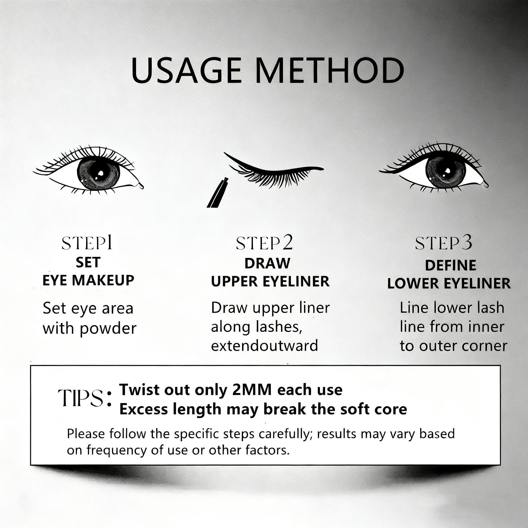 3-pcs dual-use eyebrow and eye makeup pencils with integrated eyeliner and eyebrow design -- long-lasting and sweat-resistant, smudge-proof, providing a clean and neat finish with smooth strokes that are easy to apply. Even beginners can create refined