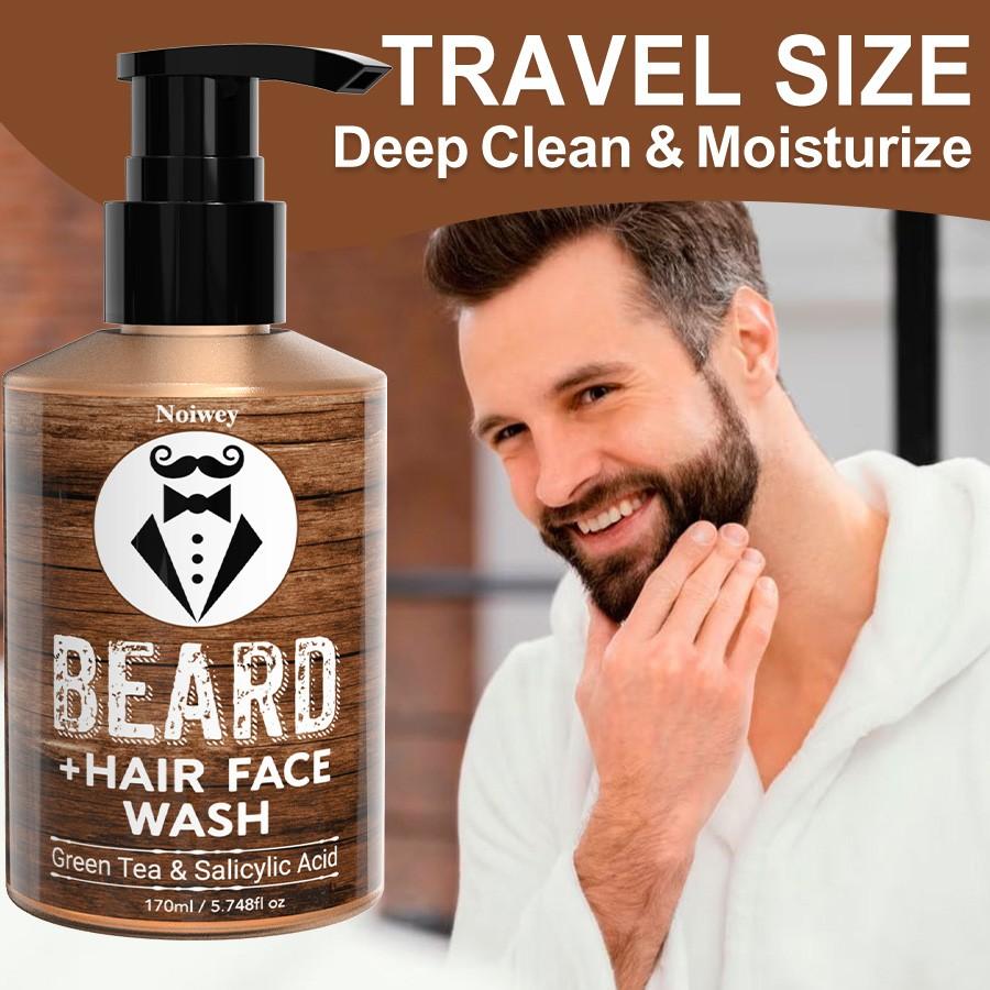170ml Beard 3 in 1 for Hydration And Care, Featuring Green Tea & Salicylic Acid, Beard Hair face wash, And Beard Cleaning MILK, Designed for Gentle, Mild Cleansing And Moisturizing, Ideal for Maintaining Men'S Beards cleansing,The best choice for gifts