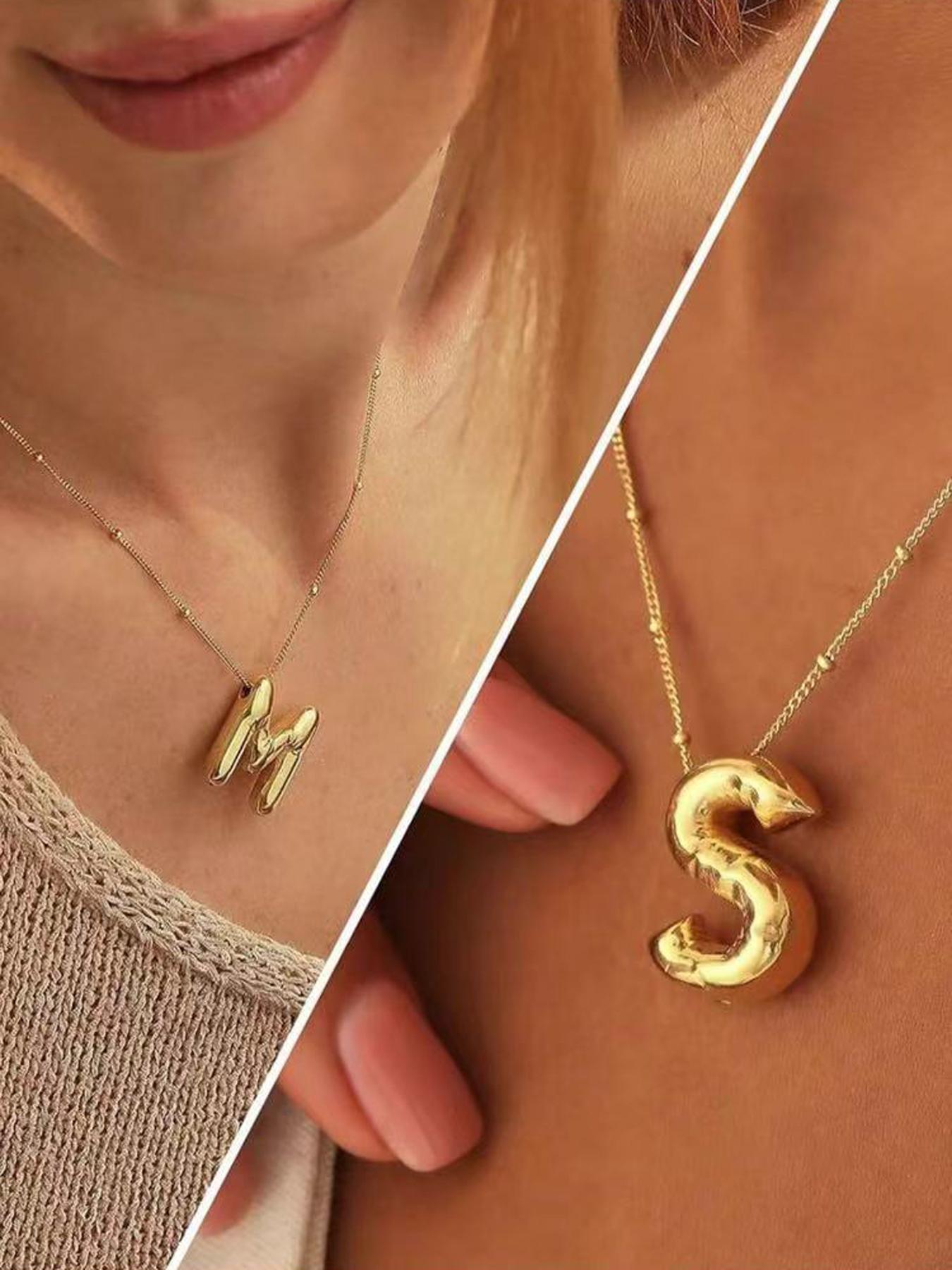 Women's Elegant Letter Design Pendant Necklace, Trendy All-match Exquisite Charm Necklace for Party & Daily Decor, Vintage Jewelry As Birthday Gifts for Women & Girls, Initial Letter Necklace
