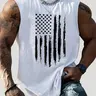 Men's American Flag Print Round Neck Tank Top, Regular Fit Casual Crew Neck Sleeveless Design Top for Summer, Graphic Tank Tops, Men's Clothes for Outdoor Wear, Socks