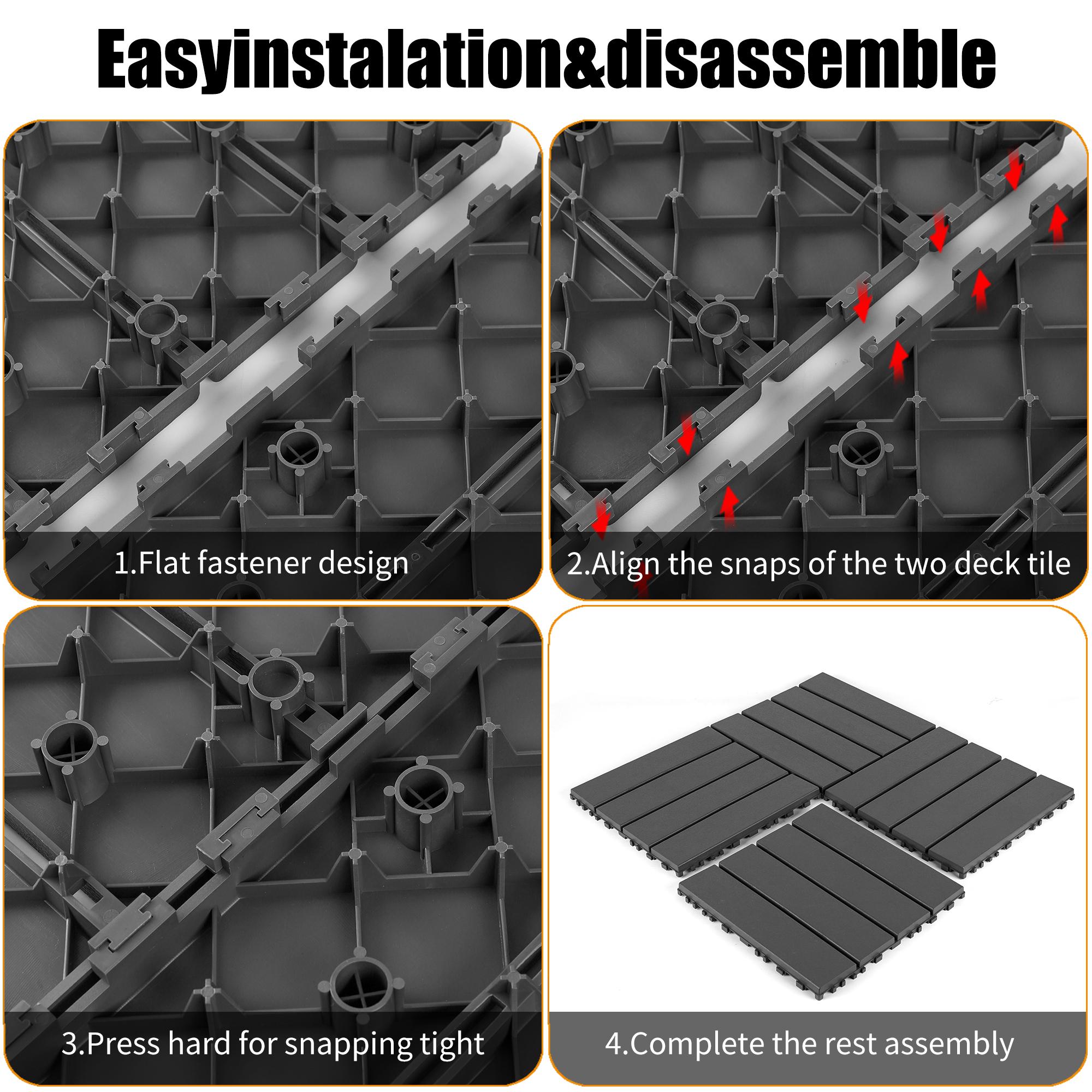 44-Pack Polypropylene Interlocking Patio Deck Tiles - Weather-Resistant Outdoor Flooring for Balcony, Porch, and Garage, Easy To Install, Easy To Clean