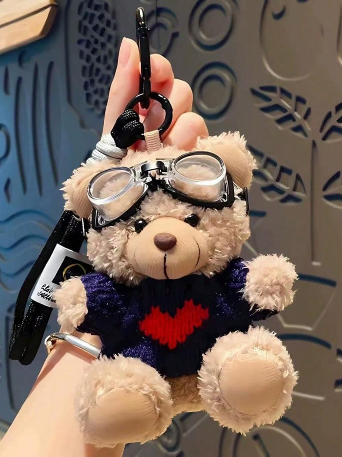 Pilot Bear Keychain Creative Doll, Cute Bear Plush Bag Charm, Sweater Bear Plush Packaging Decoration, Holiday Gift