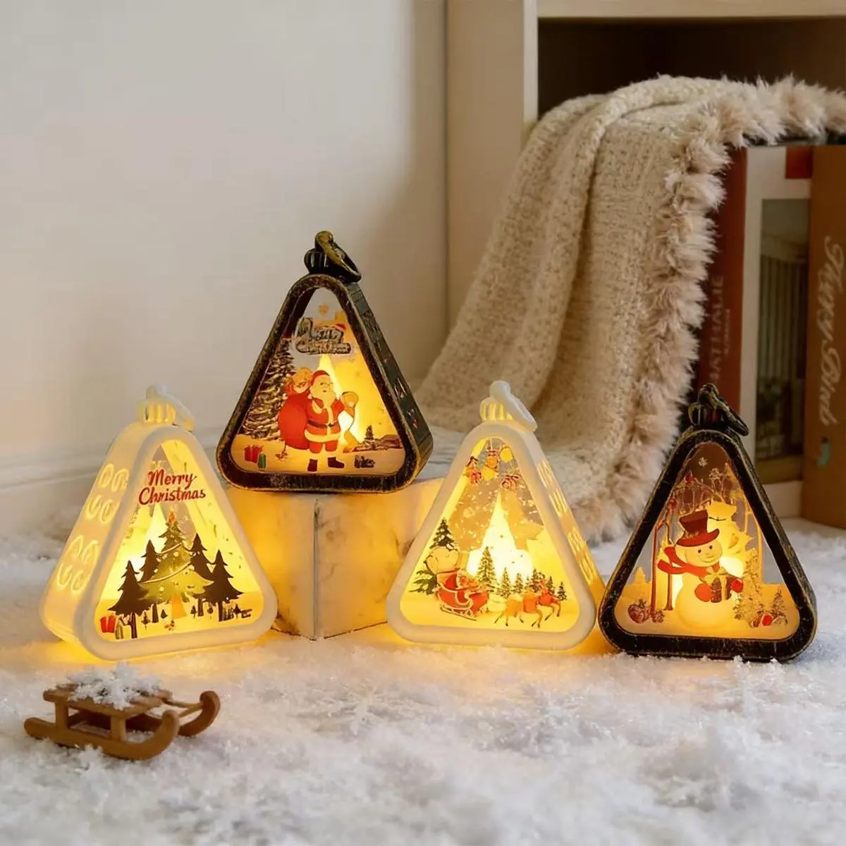 Christmas Atmosphere LED Night Light, Festive Decor Table Lamp, USB Powered Mini Xmas Nightlight for Bedroom, Window, Holiday Party & Home Table Decorations