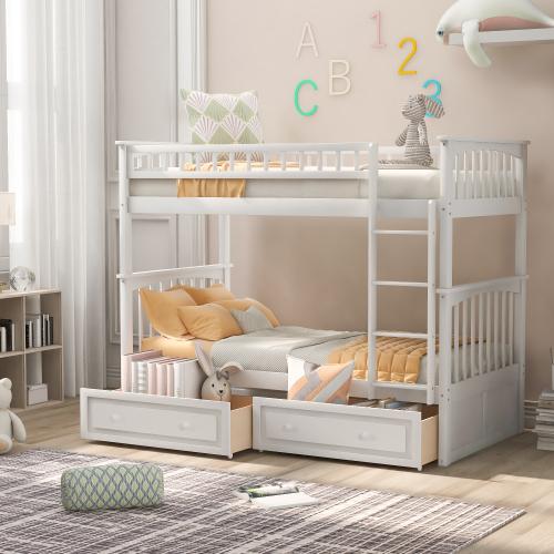 【Bellemave】Twin over Twin/Twin over Full/Full over Full Bunk Bed with Drawers, Convertible Beds, Espresso