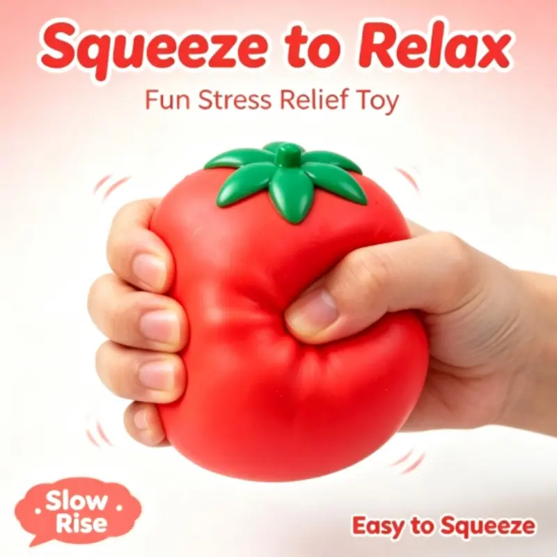 1pc Super Soft Tomato Squishy Toy, Realistic Tpr Squeeze Fidget Toy, Slow Rise Simulation Fruit, Stress Relief Toy for Kids and Adults
