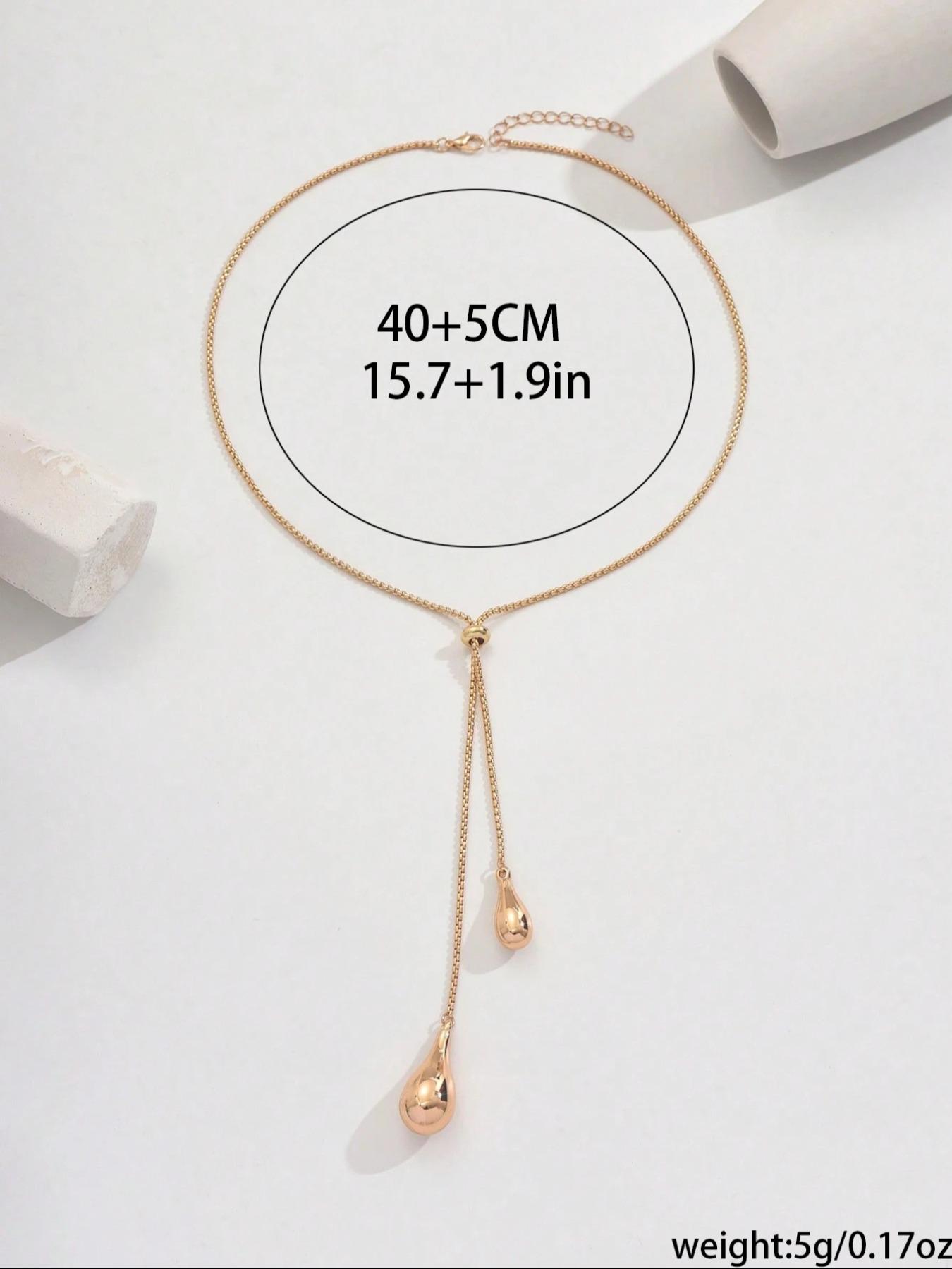 Women's Elegant Y-Shaped Necklace, Fashion Tear Drop Pendant Chain with Tassels, Long Necklace Accessory, Modern Versatile Accessories, Dangling Charms Necklace, Perfect Gift for Birthdays