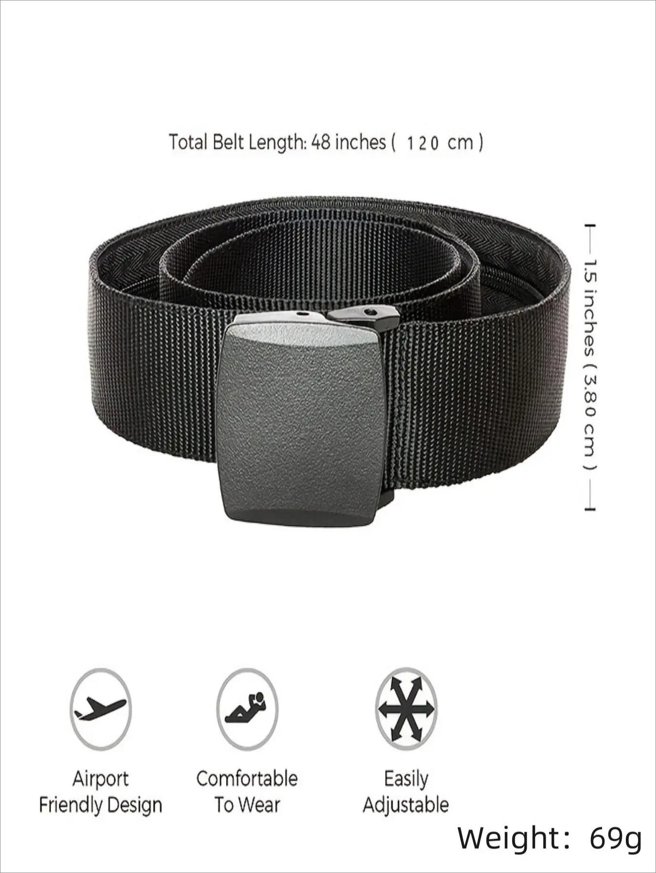 Men's Minimalist Casual Web Belt Automatic Buckle Adjustable Polyester Belt for Daily Outdoor Sports