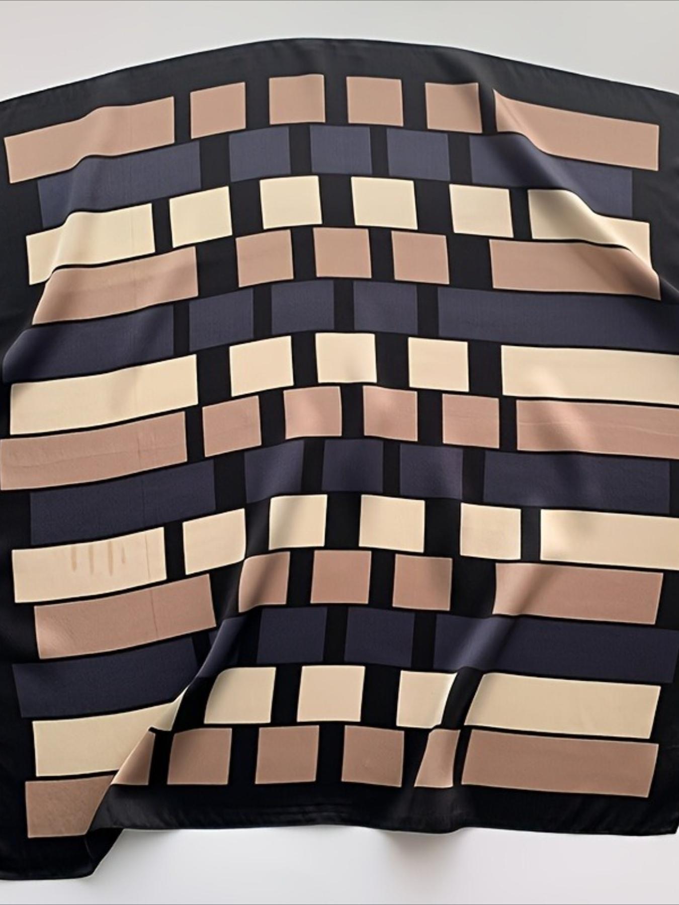 1pc color matching plaid pattern square scarf, Boho style scarf, silky feel, light and breathable, multi-functional use, headscarf, shawl, headband, available in spring, summer and autumn, suitable for beach parties, daily travel